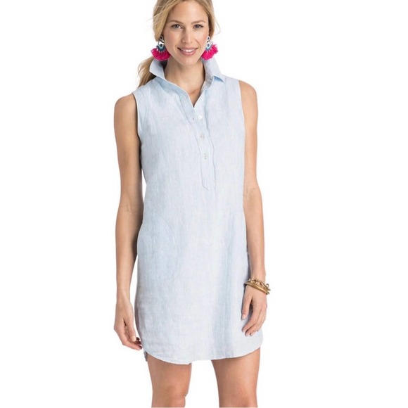Vineyard Vines Dresses & Skirts - Vineyard Vines Tiny Breeze Pinstripe Linen Shirt Dress